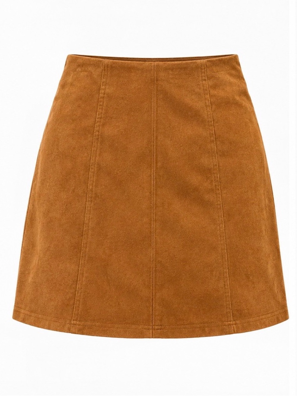 New Classic A-Line Suede Skirt in Cognac Size M